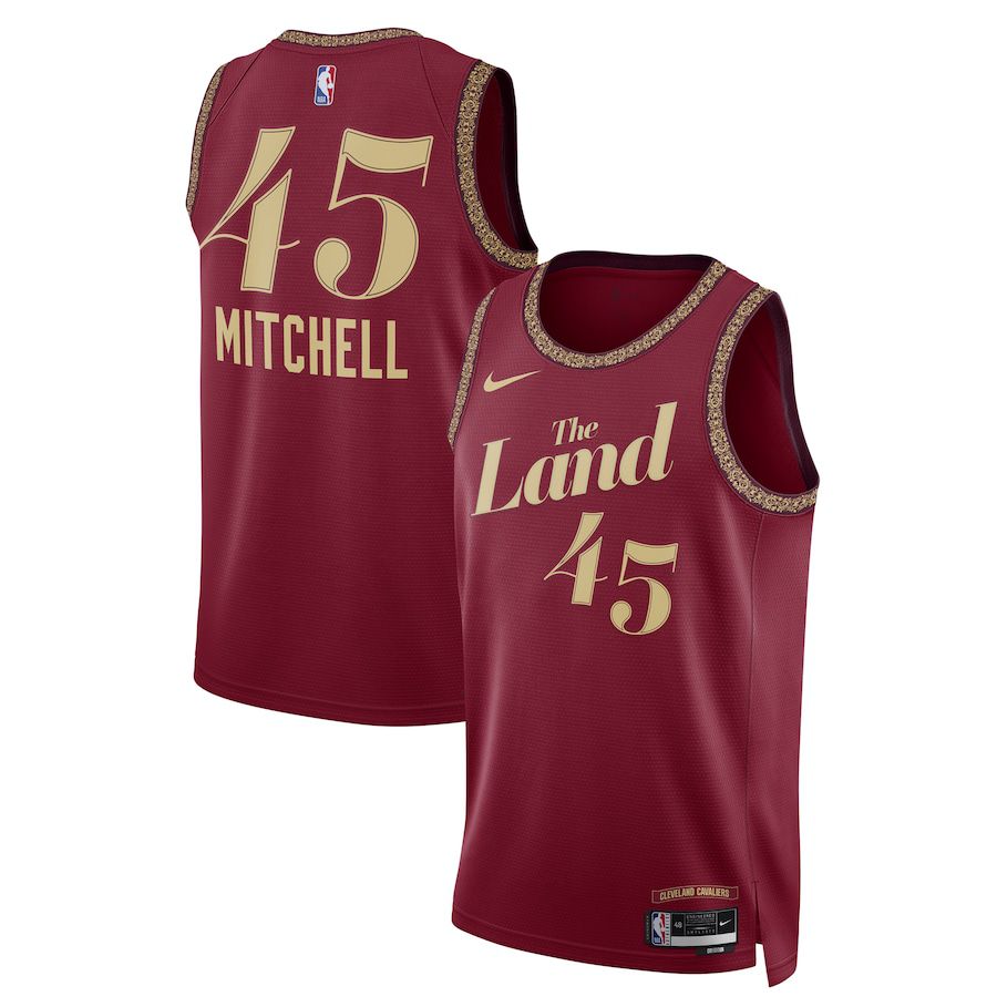 Men Cleveland Cavaliers 45 Donovan Mitchell Nike Wine City Edition 2023-24 Swingman NBA Jersey